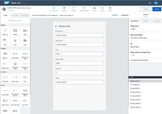 SAP Build GUI