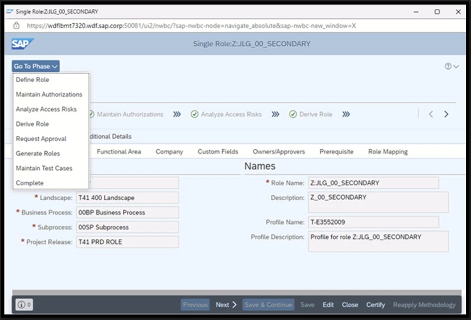 SAP Access Control - Business Role Management Module